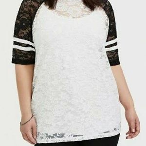 Euc torrid size 1 baseball style lace top